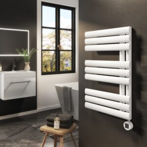 White Electric Towel Radiator 600W with Wi-Fi Thermostat - H650xW450mm - Bathroom Safe