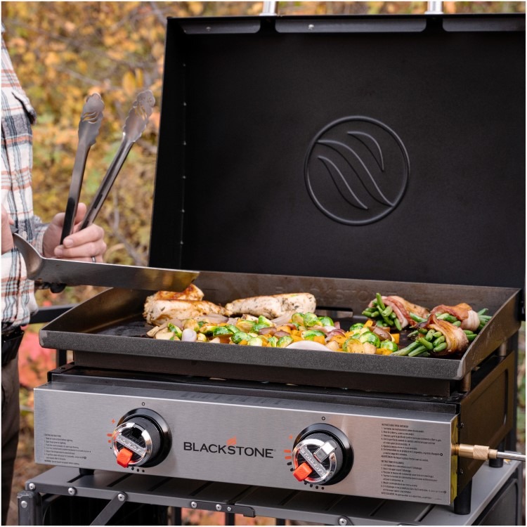 Blackstone 22 Inch 2 Burner Tabletop Gas Plancha Griddle with Hood - Image 2