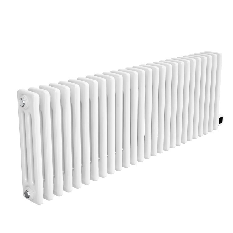 White Horizontal Column Smart Electric Radiator with Wi-Fi Thermostat - 1200W - H400xW1190mm - Bathroom Safe - Image 2