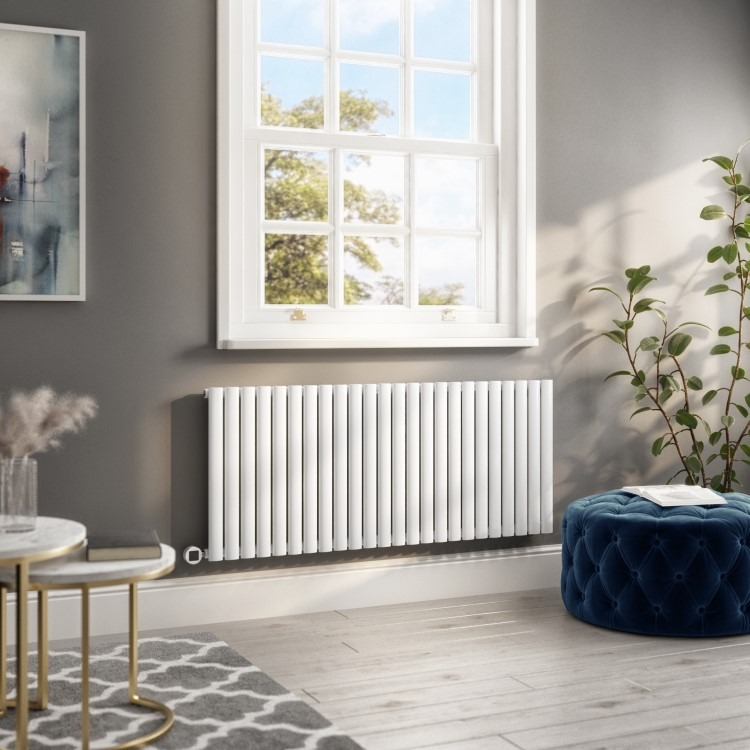 White Horizontal Smart Electric Radiator with Wi-Fi Thermostat - 2000W - H600xW1416mm - Bathroom Safe - Image 2