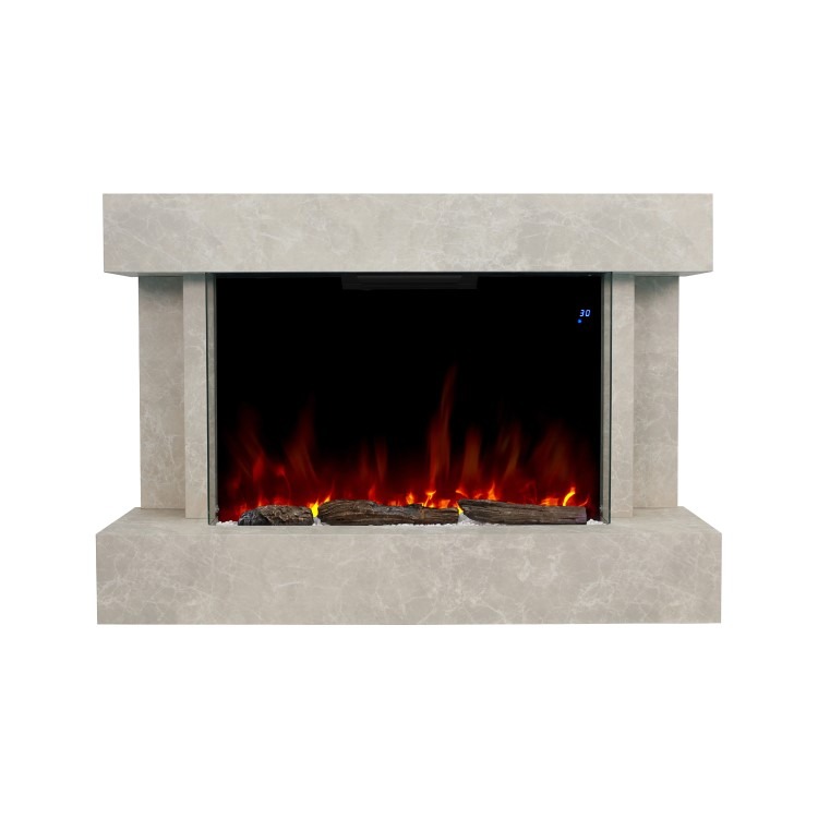 Freestanding Stone Effect Tall 44 Inch Electric Fire with Logs and Pebbles - AmberGlo - Image 2