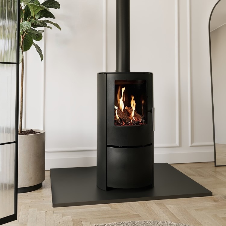 Round Cast Iron 5kW Log Burning Multi-Fuel Stove in Black - AmberGlo - Image 8