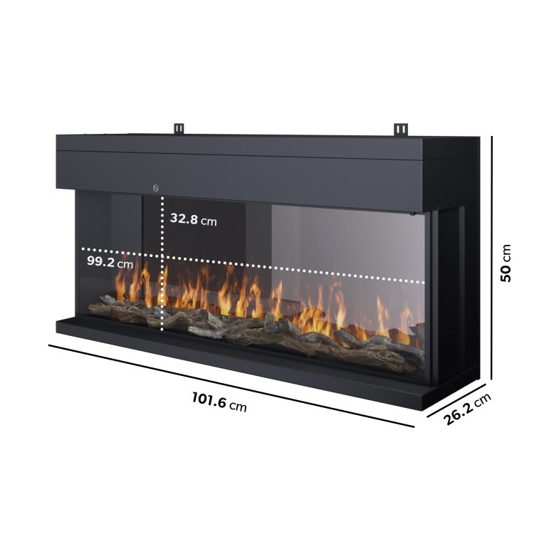 Black 3-Sided Inset Electric Media Wall Smart Fire Place - 40 Inch - AmberGlo - Image 2