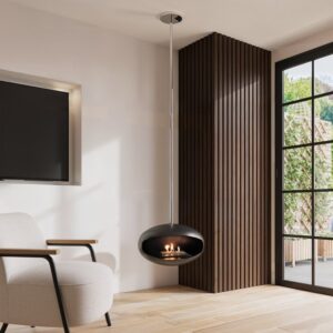 Modern Black Bioethanol Hanging Fire - AmberGlo