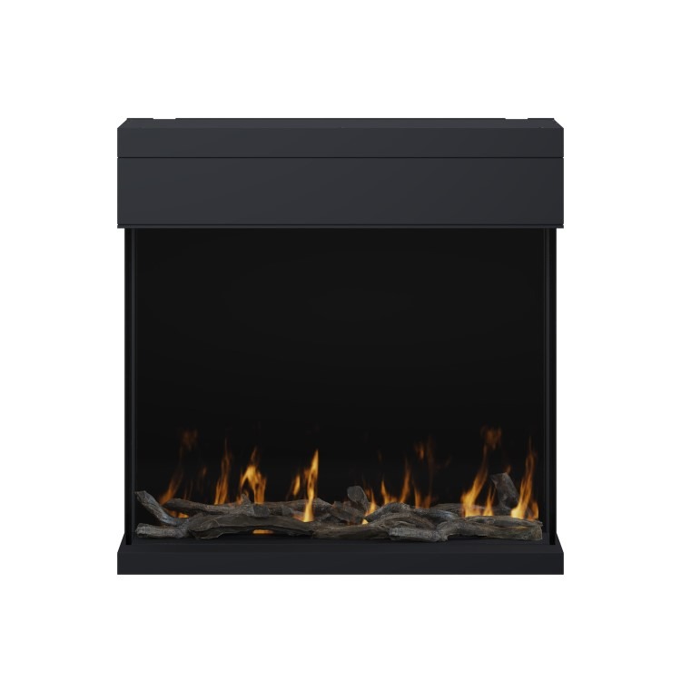Black 3-Sided Inset Electric Media Wall Smart Fire Place - 30 Inch - AmberGlo - Image 2