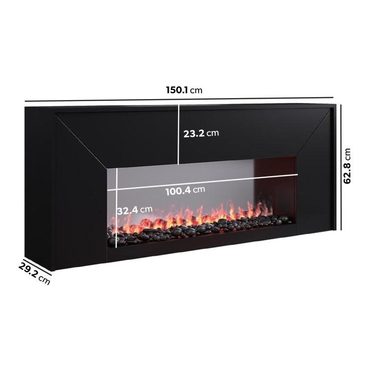 Black Freestanding Electric Fire - 60 Inch - AmberGlo - Image 4