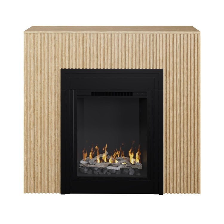 Freestanding Electric Fire with Oak Surround - AmberGlo - Image 2