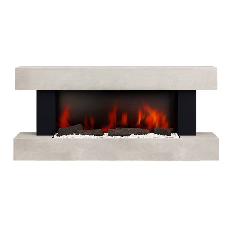 Stone-Effect Wall-Mounted Electric Smart Fire Place with Surround - 52 Inch - AmberGlo - Image 2