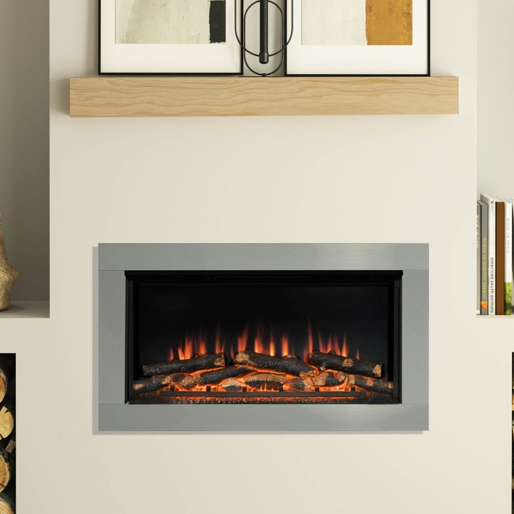 Be Modern Flare Avella Brushed Steel Inset Electric Fire 34 Inch - Image 2
