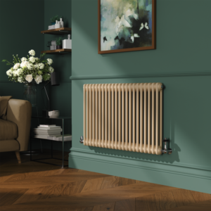 Reggio Salt & Pepper Horizontal Double Column Traditional Radiator 600x1010mm 3462 BTU - Cast Iron Style