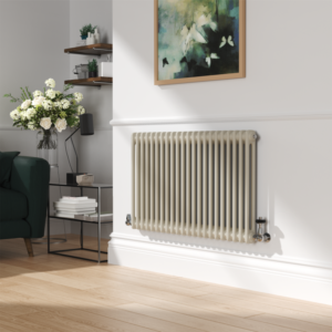 Reggio Salt & Pepper Horizontal Double Column Traditional Radiator 600x1010mm 3462 BTU - Cast Iron Style