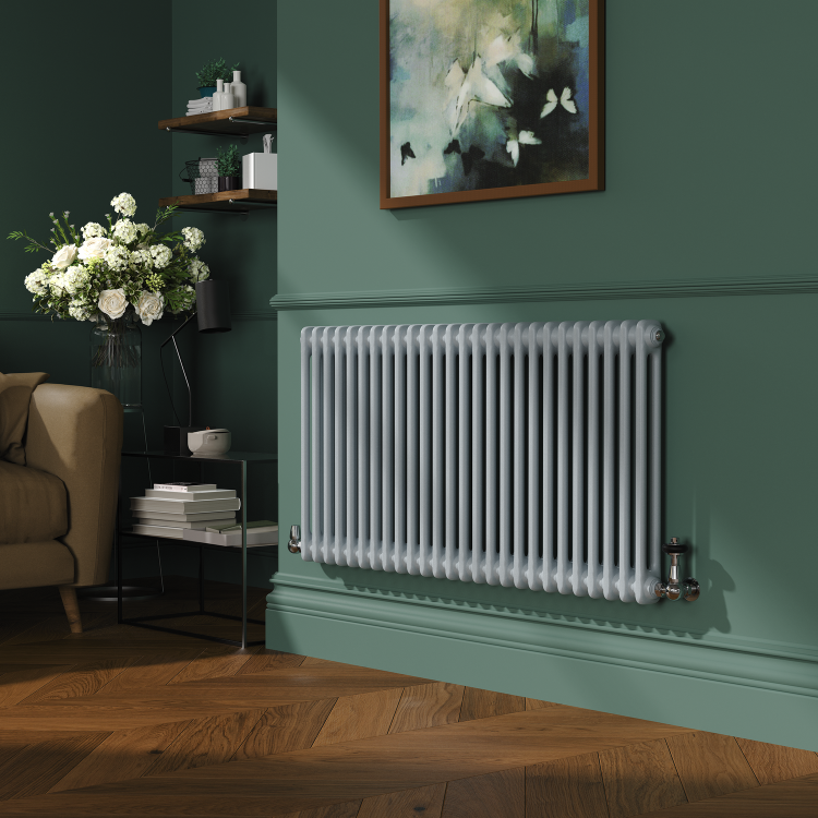Reggio Salt & Pepper Horizontal Double Column Traditional Radiator 600x1190mm 4091 BTU - Cast Iron Style - Image 2