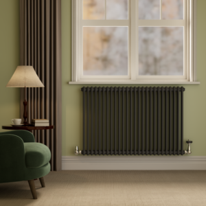 Reggio Midnight Black Horizontal Double Column Radiator 800x1190mm 5361 BTU - Cast Iron Style