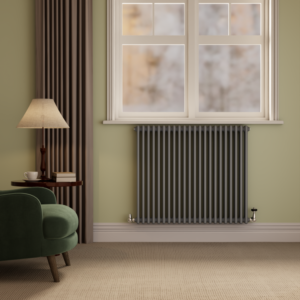 Reggio Anthracite Horizontal Triple Column Radiator 800x1010mm 5736 BTU - Cast Iron Style