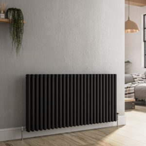 Reggio Salt & Pepper Horizontal Double Column Traditional Radiator 600x1010mm 3462 BTU - Cast Iron Style