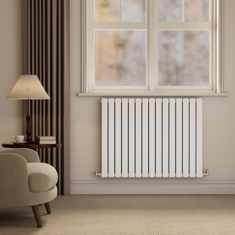 Riace White Horizontal Flat Designer Radiator 800x1020mm Double Panel 4948 BTU