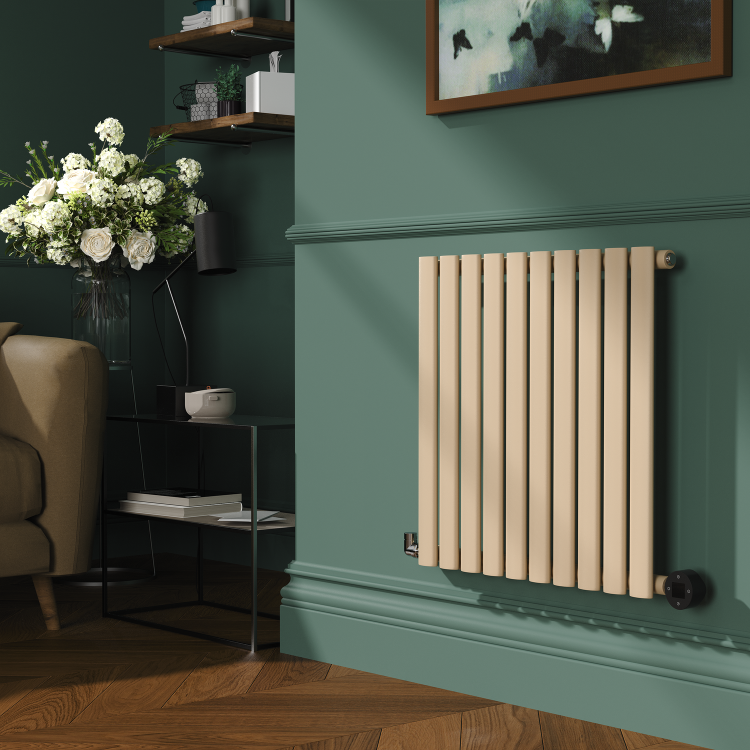 Elk Brown Horizontal Smart Electric Radiator with Wi-Fi Thermostat - 600W - H600xW590mm - Bathroom Safe