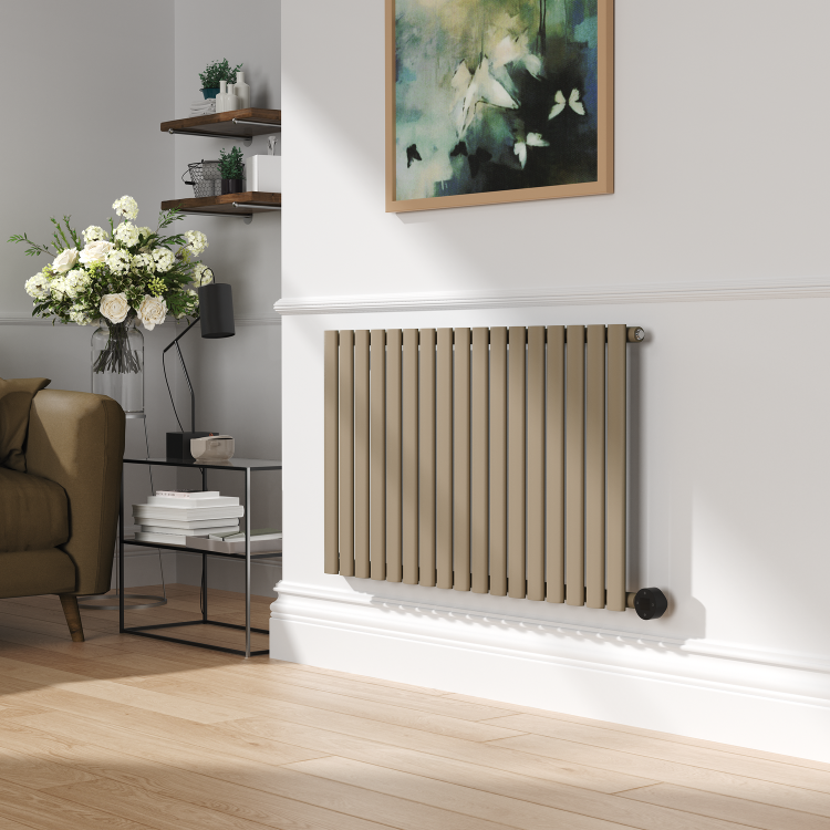 Beige Grey Horizontal Smart Electric Radiator with Wi-Fi Thermostat - 1200W - H600xW1000mm - Bathroom Safe - Image 2