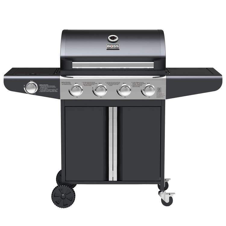 Boss Grill Kentucky Premium - 4 Burner Gas BBQ Grill with Side Burner - Black - Image 2