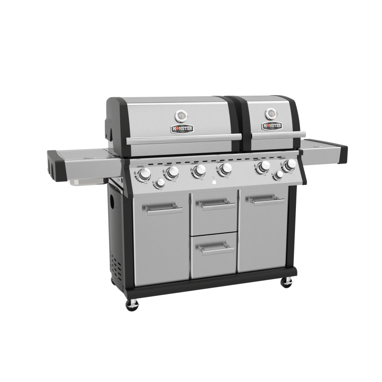 Monster Grill 6 Burner Double Header Gas BBQ - Stainless Steel - Image 2