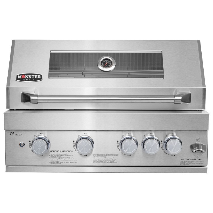 Monster Grill 4 Burner Built-In Gas BBQ - Stainless Steel - Image 3