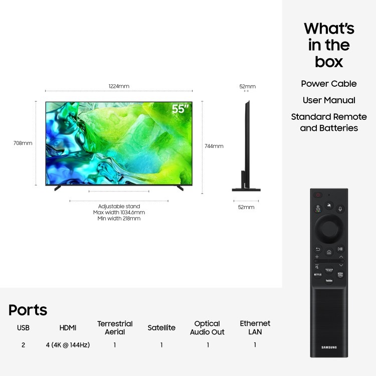 Samsung QE55QN80HAUXXU 55" Neo QLED 4K Ultra HD Smart TV with Tizen OS Mini LED HDR Gaming TV & Dolby Atmos - Image 2
