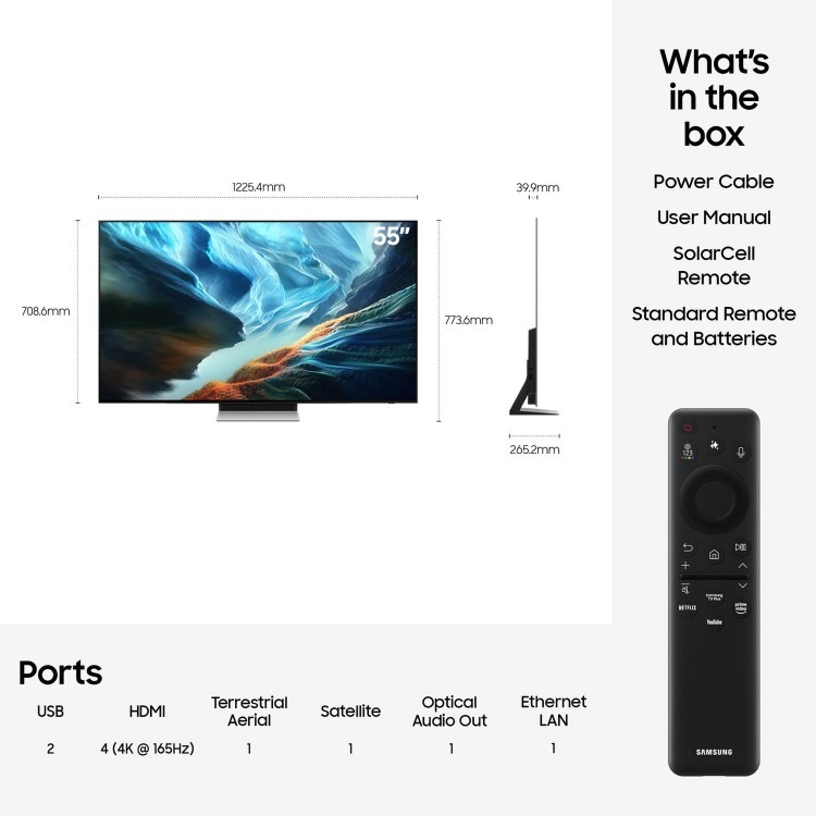 Samsung QE55S90HAEXXU 55" OLED 4K Smart TV – Samsung S90H Ultra HD HDR TV with Dolby Atmos AI Processor & 165Hz Gaming - Image 2