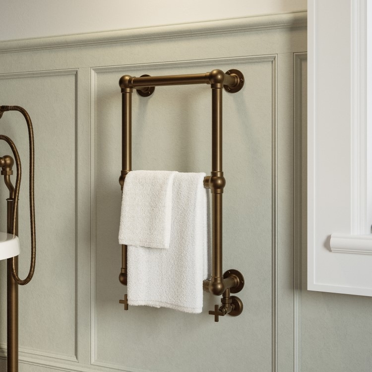 Bronze Vertical Traditional Towel Radiator 700 x 400mm - Regent - Image 2