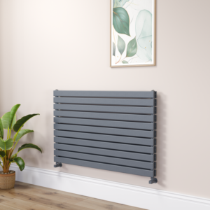 Riace Linea Dark Grey Anthracite Flat Designer Radiator 770x1200mm Double Panel 5358 BTU - Horizontal Bars