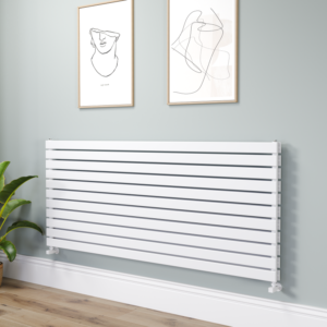 Riace Linea White Flat Designer Radiator 770x1800mm Double Panel 7645 BTU - Horizontal Bars