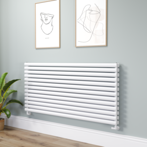 Sorrento Linea White Oval Designer Radiator 767x1600mm Double Panel 7379 BTU - Horizontal Bars