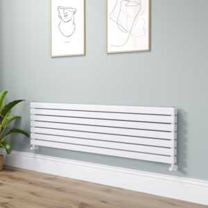Riace Linea White Flat Designer Radiator 490x1800mm Double Panel 4863 BTU - Horizontal Bars