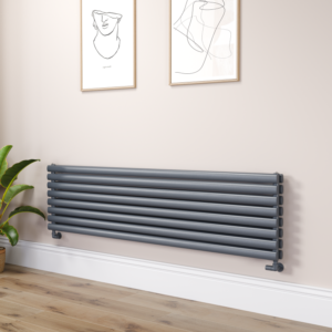 Sorrento Linea Dark Grey Anthracite Oval Designer Radiator 472x1800mm Double Panel 5072 BTU - Horizontal Bars