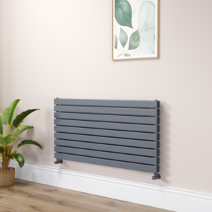 Riace Linea Dark Grey Anthracite Flat Designer Radiator 630x1200mm Double Panel 4386 BTU - Horizontal Bars