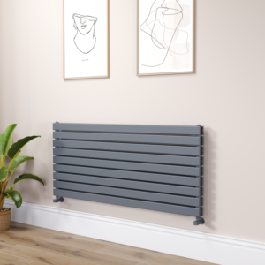 Riace Linea Dark Grey Anthracite Flat Designer Radiator 630x1400mm Double Panel 5027 BTU - Horizontal Bars