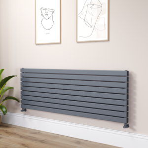 Riace Linea Dark Grey Anthracite Flat Designer Radiator 630x1800mm Double Panel 6256 BTU - Horizontal Bars