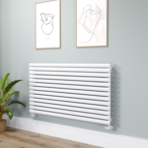Sorrento Linea White Oval Designer Radiator 767x1400mm Single Panel 4311 BTU - Horizontal Bars