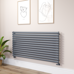 Sorrento Linea Dark Grey Anthracite Oval Designer Radiator 767x1600mm Single Panel 4915 BTU - Horizontal Bars