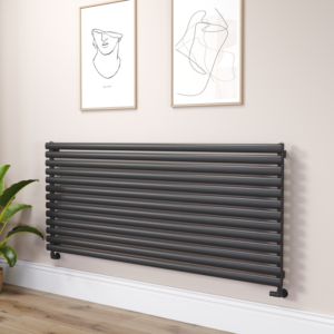 Sorrento Linea Midnight Black Oval Designer Radiator 767x1800mm Single Panel 5532 BTU - Horizontal Bars