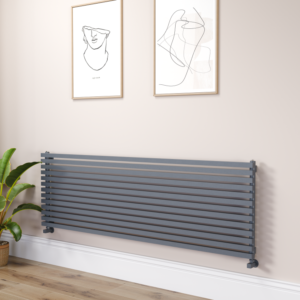Ravello Linea Dark Grey Anthracite Square Designer Radiator 585x1800mm Single Panel 4744 BTU - Horizontal Bars