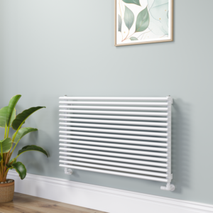 Ventura Linea White Oval Unique Designer Radiator 595x1000mm Single Panel 3072 BTU - Horizontal Bars