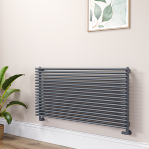 Ventura Linea Dark Grey Anthracite Oval Unique Designer Radiator 595x1200mm Single Panel 3785 BTU - Horizontal Bars
