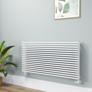 Ventura Linea White Oval Unique Designer Radiator 595x1200mm Single Panel 3785 BTU - Horizontal Bars