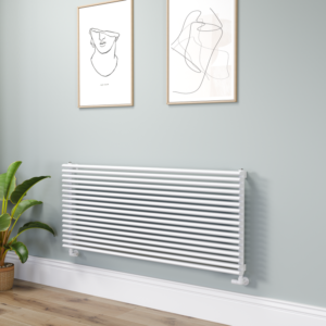 Ventura Linea White Oval Unique Designer Radiator 595x1400mm Single Panel 4498 BTU - Horizontal Bars
