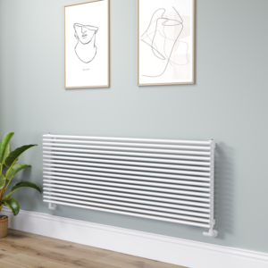 Ventura Linea White Oval Unique Designer Radiator 595x1600mm Single Panel 5212 BTU - Horizontal Bars