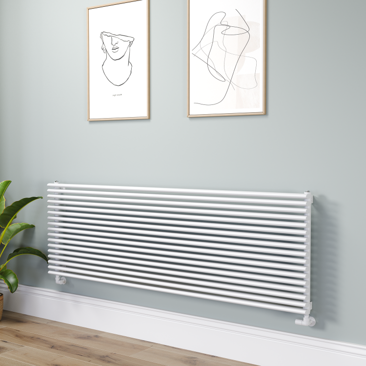 Ventura Linea White Oval Unique Designer Radiator 595x1800mm Single Panel 5928 BTU - Horizontal Bars
