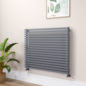 Ravello Linea Dark Grey Anthracite Square Designer Radiator 810x1000mm Single Panel 3860 BTU - Horizontal Bars