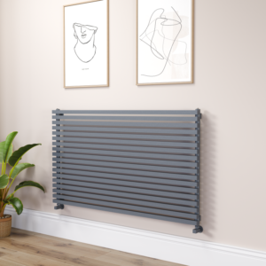 Ravello Linea Dark Grey Anthracite Square Designer Radiator 810x1400mm Single Panel 5235 BTU - Horizontal Bars