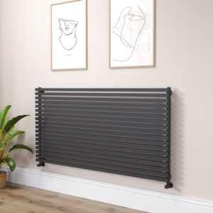Ravello Linea Midnight Black Square Designer Radiator 810x1600mm Single Panel 5908 BTU - Horizontal Bars