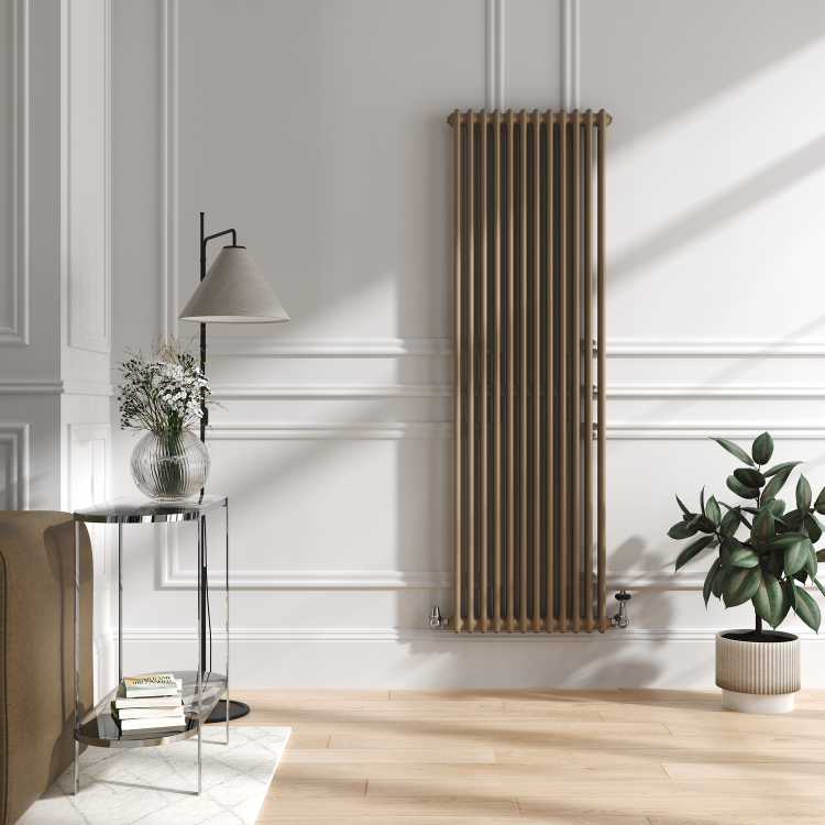 Reggio Beige grey Vertical Double Column Traditional Radiator 1800x560mm 5279 BTU - Cast Iron Style - Image 2